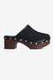 Women's Suede Platform Heeled Slippers with Holes Rina Black - 2