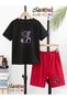 Purple Bear Printed Top and Shorts/T-Shirt Summer Children's Two-Piece Set