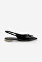 Women's Pointed Toe Open Back Strap Gold Metal Heel Buckle Ballerinas Vilsa Black - 3