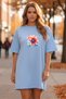 Elbisee Women's Red Oversize T-Shirt Dress – Colorful Floral Print