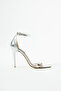 Silver Color Ankle Strap Thin Heeled Evening Dress Shoes 10 cm - 2