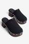 Women's Suede Platform Heeled Slippers with Holes Rina Black