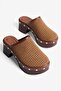 Women's Suede Platform Heeled Slippers with Holes Rina Taba