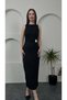 Yan Gold Buckle Detailed Black Dress