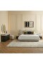 DaVita 200x200 Super King Upholstered Bedset With 2 Night Stand and 6 Drawer Dresser with Mirror & S