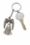 Metal Keychain with Angel Figure, Silver Color, Unisex Accessory - 2