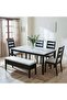 Tovia 1+4+Bench Solidwood Dining Set With Storage-Antique White/Black/Grey