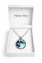 Blue Moon Patterned Round Glass Necklace Unisex Metal Chain 60 cm - 5