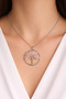 Pink Natural Stone Tree of Life Pendant Silver Color Chain Unisex - 2