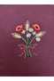 Tshirt Embroidered with Bunch of Flowers - Combed Cotton - Burgundy - 5