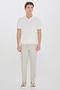 Men's Ecru 100% Cotton Standard Fit Polo Collar Jacquard Knitwear T-Shirt - 2