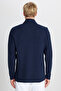 Men's Navy Blue Cotton Slim Fit Slim Fit Bato Collar Long Sleeve T-Shirt - 5