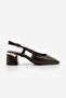 Women's Blunt Toe Thick Heel Open Back Strap Classic Heeled Shoes Likay Brown