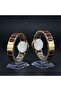 Crimson Duo Couple Watch Set for Men & Women Watches, Red Dial with Gold Strap, - 4