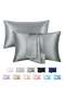 2-Piece Silk Satin Pillow Case,Envelope Closure,for Hair & Skin,Dark Grey 51x76/51x102cm