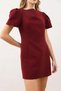 Red Pleated Short Women's Dress - 4