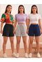Women's 3-Pack Shorts Set - Black Gray Navy Blue High Waist Cotton Sports Shorts - Basic Casual Shorts