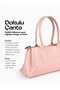 Wrinkled Textured Pink Shk317 Faux Leather, 3 Compartments, Zippered, Lined, Hand, Arm and Shoulder Bag - 5