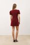 Red Pleated Short Women's Dress - 5