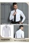 Men's French Cuff Dress Shirt, Slim Fit Formal Business Button Down Shirt For Men, Long Sleeve Dress - 5