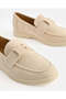 Women Beige Textured Loafer Shoes - 3