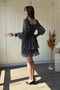 Layered Ruffle Chiffon Short Patterned Dress - 4