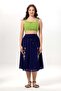Canan Vual Binding and Rubber Detail Midi Length Summer Authentic Skirt Purple Purple