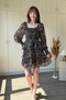 Layered Ruffle Chiffon Short Patterned Dress - 6