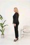 Women's Black Plus Size Jacket Collar Pearl Detailed Chiffon Sleeves Evening Dress Set Hzl26W-Pr10131 - 2
