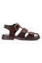Women's Suede Buckle Detailed Strappy Sandals 6359 Brown Suede - 2