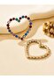 MULTI Gold-color A Pair of European and American Romantic Valentine's Day Trendy Multi-Color Sparkli - 2