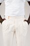 Slimfit Double Pleated Belt Buckle Summer Fabric Trousers - 4