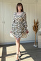 Layered Ruffle Chiffon Short Patterned Dress - 5