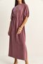 Women's Soft Lilac Elastic Waist Gathered Balloon Sleeve Slit Detailed Modal Dress 7639 60286155 - 6