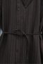 Side Collared Buttoned Crinkle Shirt Tunic - Brown - 2