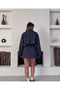 Windbreaker Detailed Front and Back Belted Short Trench Coat Dark Navy Blue - 3