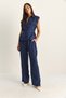 Women's Navy Blue Padded Belt Detailed Pocketed Vest with Elastic Waist and Pocketed Modal Suit 7502 60286137 - 4