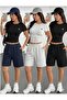 3 Pieces (Shorts) Black-Grey-Navy Blue Women's Oversize Fit Shorts Bermuda Comfortable Fit Anti-Sweat