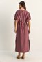 Women's Soft Lilac Elastic Waist Gathered Balloon Sleeve Slit Detailed Modal Dress 7639 60286155 - 7