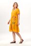 Short Sleeve Wishing Voile V-Neck Summer Embroidered Casual Short Dress Mustard Hrd - 4