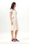 Short Sleeve Feyza V-Neck Double Pocket Tie-Up Summer Short Voile Dress Cream Krm - 5
