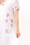 Short Sleeve Rose Ribbon Lace V-Neck Embroidered Summer Voile Short Dress White Byz - 3
