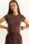 Women's Bitter Brown Cotton Short Sleeve Ranglan T-Shirt 1091 60286102