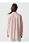 Pink Striped Oversize Poplin Women's Shirt Tunic by Güli̇s Gi̇yi̇m - 7