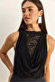 Women's Black Front and Back Lace Detailed Degaje Collar Blouse 2311 60286130 - 5