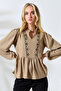 Forshe Women's Embroidery Detailed Blouse Brown