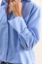 Women's Blue Striped Padded Cross-Cover Detailed Asymmetrical Wide Cuff Shirt Dg261021 60286097 - 6