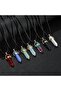 WHITE 60cm Gold 7pcs/Set Hexagon Pillar Quartz Necklace Turquoise Pink Crystal Necklace Genuine Leat