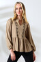 Forshe Women's Embroidery Detailed Blouse Brown - 2