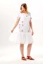 Short Sleeve Rose Ribbon Lace V-Neck Embroidered Summer Voile Short Dress White Byz - 5